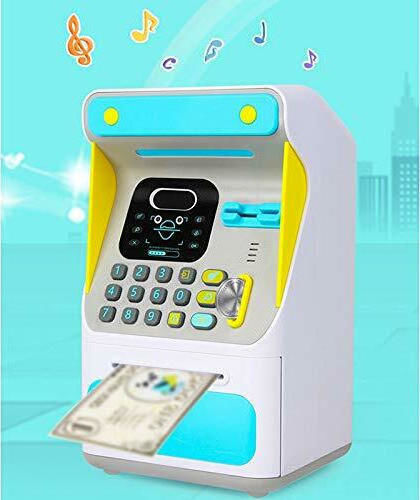 Money Bank Atm Children's Money Box Plastic Blue 16x14x26.5cm