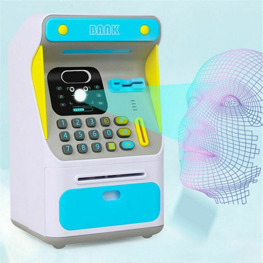 Money Bank Atm Children's Money Box Plastic Blue 16x14x26.5cm