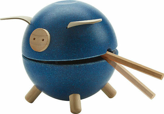 Plan Toys Purceluș Copil Cutiuta de bani Lemn Blue 10.7x10.7x11cm