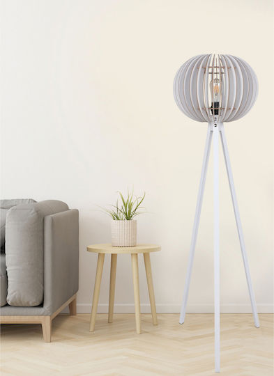 HomeMarkt Floor Lamp H145xW36cm. with Socket for Bulb E27 White