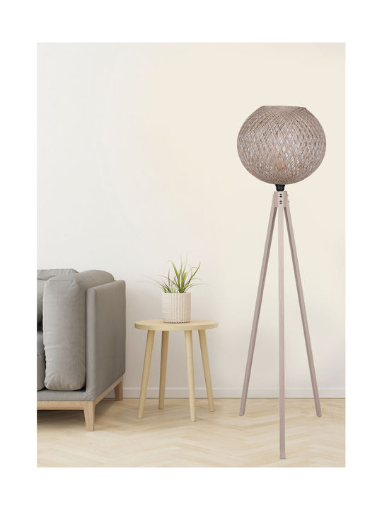 HomeMarkt Floor Lamp H145xW38cm. with Socket for Bulb E27 Beige