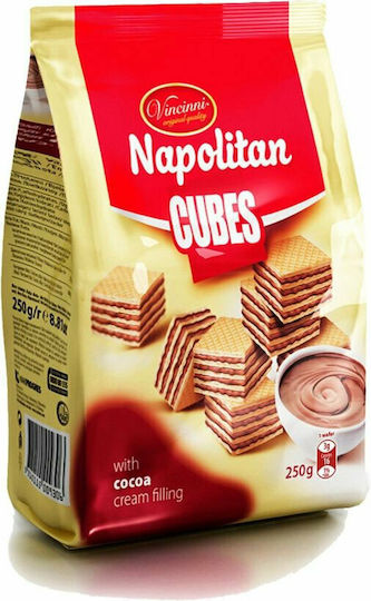 Vincinni Napolitan Cube Wafers Cocoa Γκοφρέτα Γάλακτος με Κρέμα Κακάο 250gr