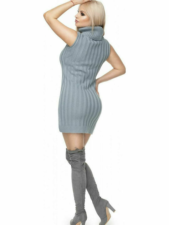 PeeKaBoo 40020 Mini Dress Knitted Turtleneck Gray 132039