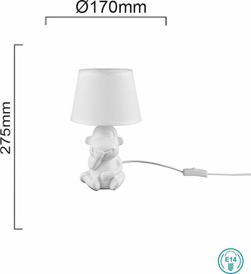 Trio Lighting Abu Κεραμικό Πορτατίφ για Ντουί E14 με Λευκό Καπέλο και Βάση