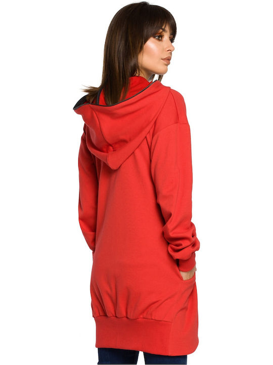 BeWear Women's Long Hooded Cardigan Red