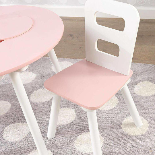 Round Storage Table Kids Table and Chairs Set made of Plastic Pink Kidkraft