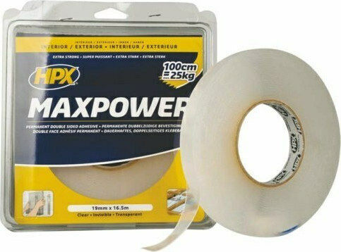 HPX Max Power Transparent Αυτοκόλλητη Ταινία Διπλής Όψης Διάφανη 5mx19mm
