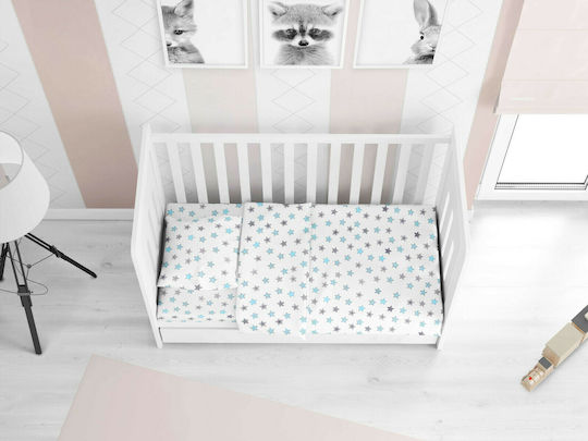 Dimcol Star Baby Sheet Crib Cotton Fitted Light Blue 70x140cm