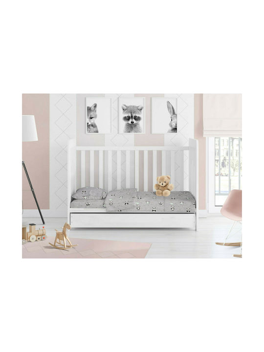 Dimcol Panda Baby Sheets Set Crib Cotton Gray 120x160cm 3pcs 1914617615811288