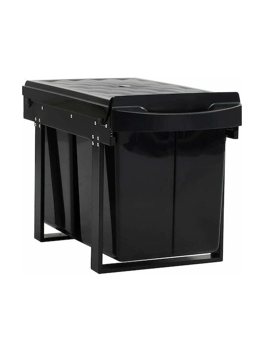 vidaXL Soft Close Waste Bin Recycling Plastic for Cabinet Black 48lt 1pcs