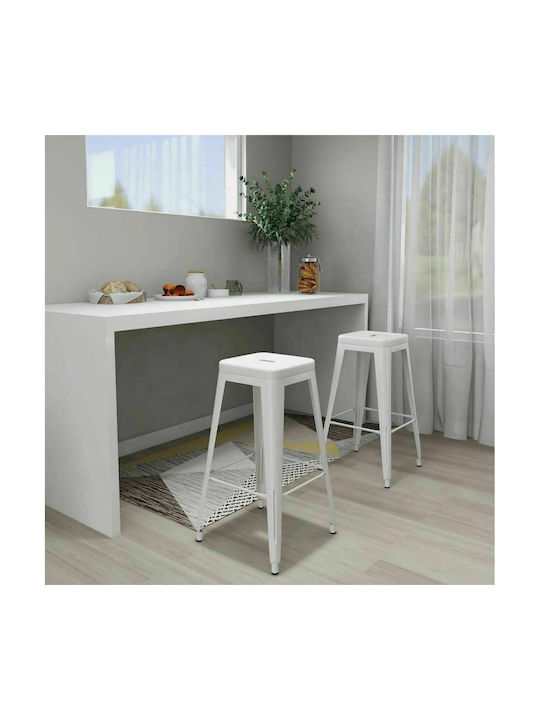 Stool Bar Metallic White 2pcs 43x43x77cm