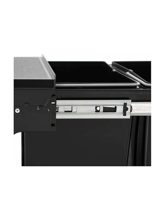 vidaXL Soft Close Waste Bin Recycling Plastic for Cabinet Black 48lt 1pcs