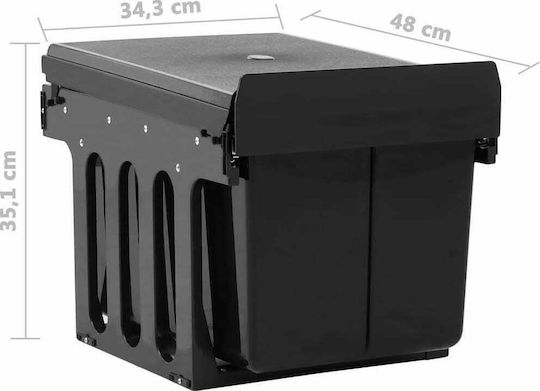 vidaXL vidaXL Mülleimer mit Soft Close Recycling für Schrank Kunststoff Schwarze 48lt