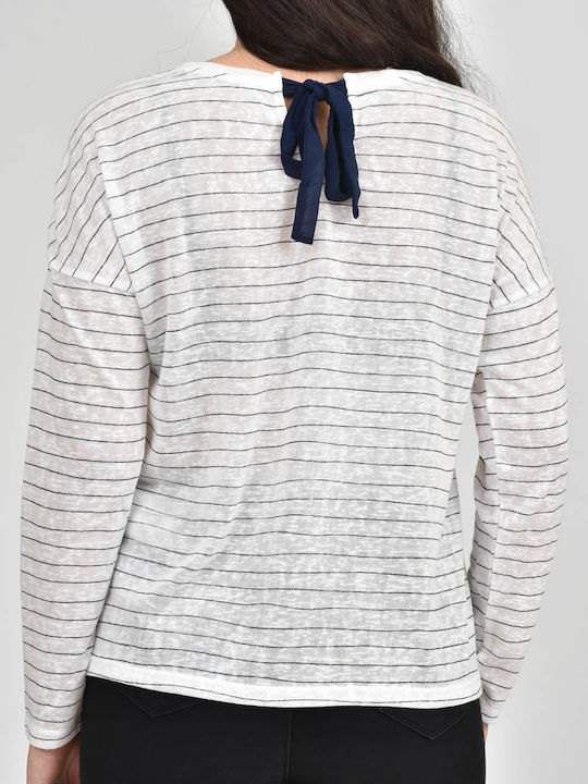 Only Women's Blouse Long Sleeve Striped White