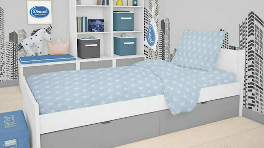 Dimcol Star Baby Sheet Cradle Cotton Light Blue 80x110cm