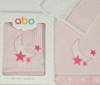 abo Carousel Baby Sheets Set Crib Cotton Fitted Pink 70x140cm 3pcs