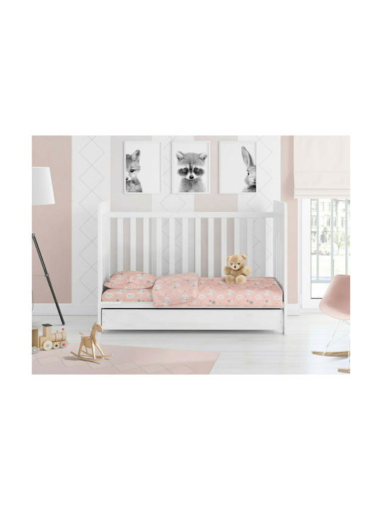 Dimcol Smile Baby Sheet Crib Cotton Fitted Coral 70x140cm