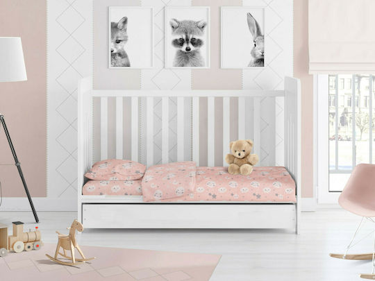 Dimcol Smile Бебешки Чаршаф За Количка Памук с Ластик Коралов 70x140бр