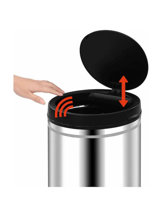 vidaXL Waste Bin Waste made of Stainless Steel with Photocell Silver 60lt 1pcs