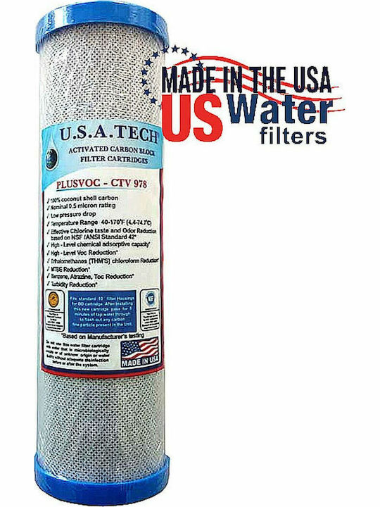 USA Tech Ersatz-Wasserfilter für die Arbeitsplatte und unter der Arbeitsplatte aus Aktivkohle 10" VOC-CTV 978 0.5 μm (Mikrometer)