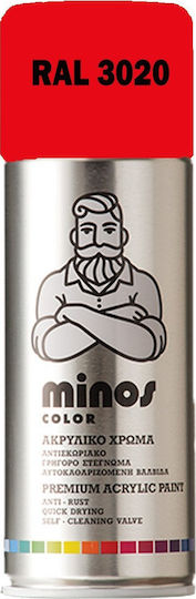 Minos Spray Spray Paint Acrylic with Shiny Effect Traffic Red RAL 3020 400ml