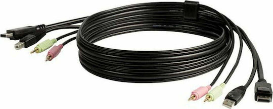 StarTech 4-in-1 USB DisplayPort KVM Switch Cable w/ Audio & Microphone 1.8m