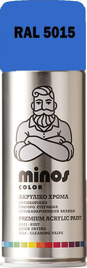 Minos Spray Spray Paint Acrylic with Shiny Effect Sky Blue RAL 5015 400ml