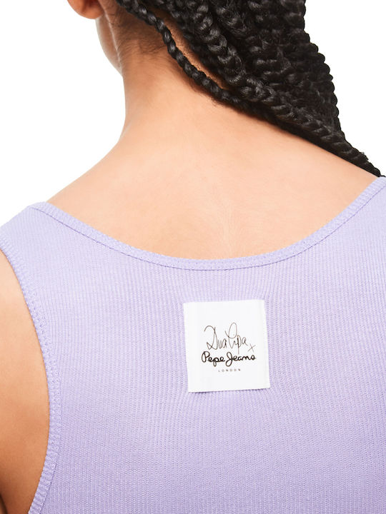 Pepe Jeans Dua Lipa Gwen Summer Women's Cotton Blouse Sleeveless Purple