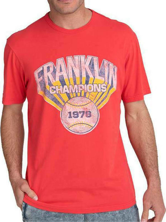 Franklin & Marshall T-shirt Bărbătesc cu Mânecă Scurtă Roșu