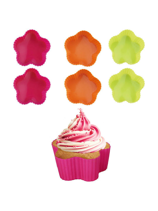 Blaumann No Coating Silicone Cupcakes & Muffins Baking Pan Λουλούδι 5x5x3εκ. 6pcs