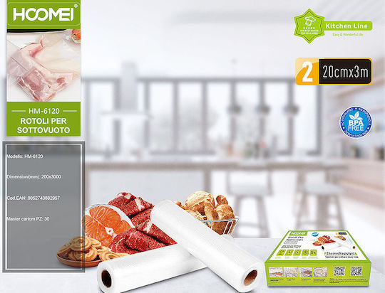 Hoomei Grainy Vacuum Sealer Bag 200mm x 3m 2 Rolls