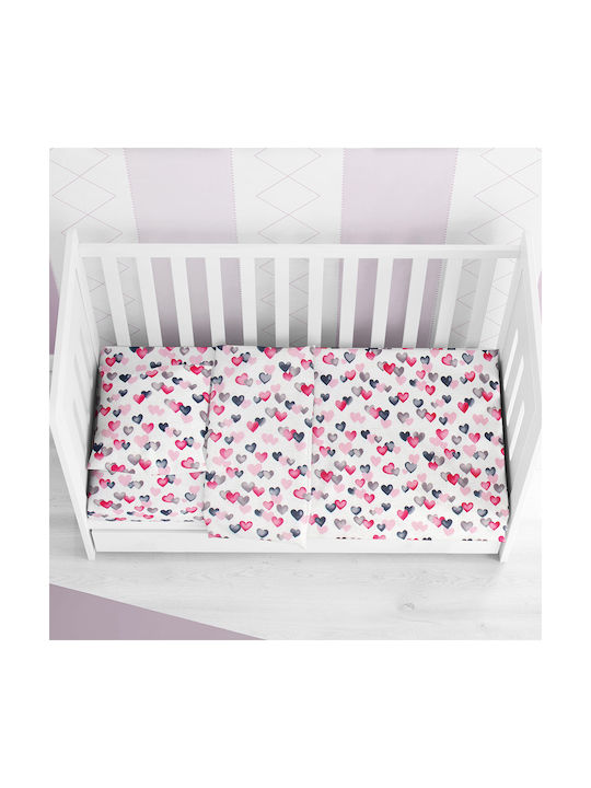 Dimcol Hearts Baby Sheet Crib Cotton 12 Grey / Pink 80x110cm 1914413707801289