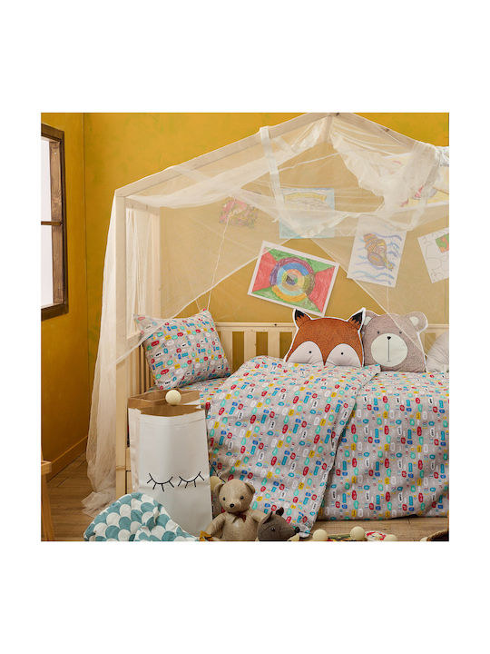 Cokitex Baby Text Baby Sheets Set Crib Cotton Multicolored 120x160cm 3pcs