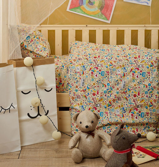 Cokitex Baby Music Baby Sheets Set Crib Cotton Multicolored 120x160cm 3pcs