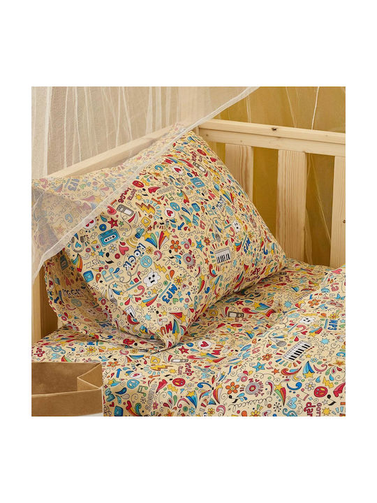 Cokitex Baby Music Baby Sheets Set Crib Cotton Multicolored 120x160cm 3pcs