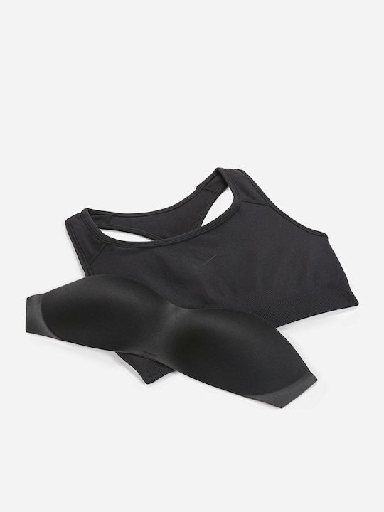 Swoosh Seamless Γυναικείο Αθλητικό Μπουστάκι Μαύρο με Επένδυση