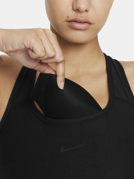 Swoosh Seamless Γυναικείο Αθλητικό Μπουστάκι Μαύρο με Επένδυση