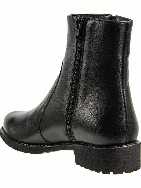 077-47408 Leder Stiefeletten Damen Schwarz