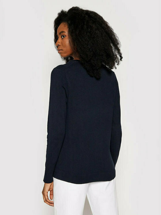 Tommy Hilfiger Heritage Women's Long Sleeve Sweater Cotton with V Neckline Blue