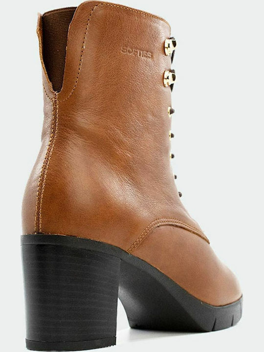 Leather Women's Ankle Boots Tabac Brown