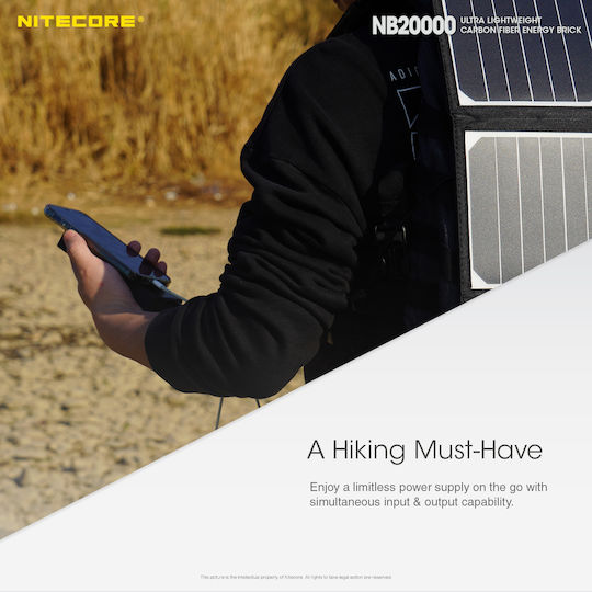 NiteCore NB20000 Power Bank 20000mAh 45W with 2 USB-A Ports and USB-C Port Carbon Fiber