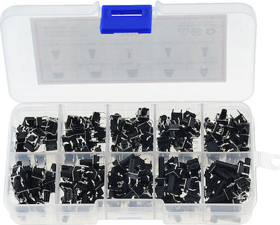 Tact Switch Assortment Kit 6x6mm 4pins - 200pcs Μαύρο