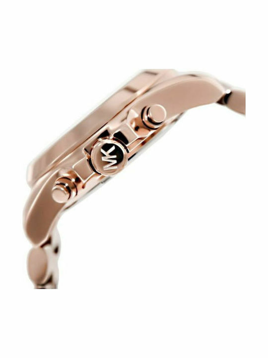 Michael Kors Bradshaw Γυναικείο Ρολόι 43mm Χρονογράφος Μπαταρίας με Ροζ Χρυσό Μεταλλικό Μπρασελέ