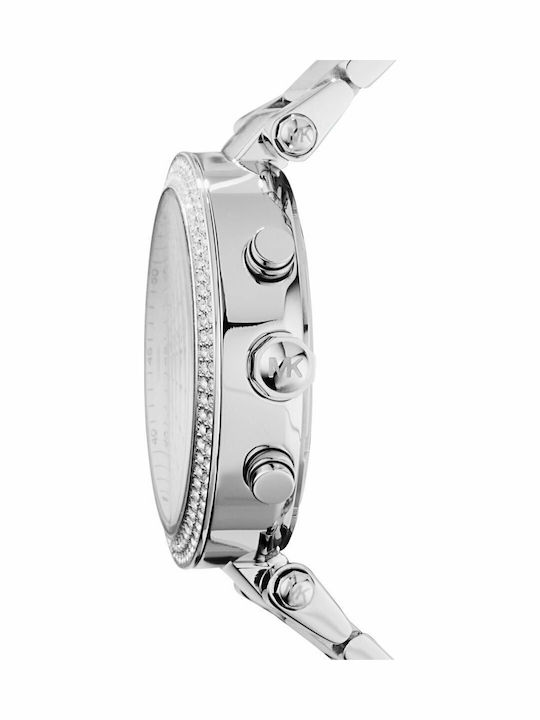 Michael Kors Parker Damen Uhr Chronograph mit Silber Metallarmband