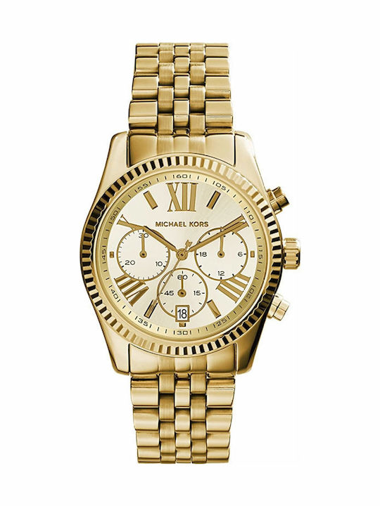 Michael Kors Lexington Women's Watch Chronograph with Gold Metal Bracelet