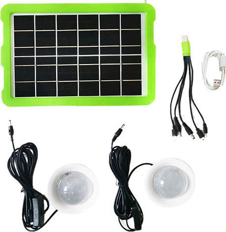 Factory Sistem De Iluminat Solar GD-7740 Cu Obiectiv 2 Becuri Radio Și Încărcător USB