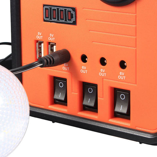 GDLite Solar Lighting System EP-371 with Flash Light 3 Lamps and USB Charger