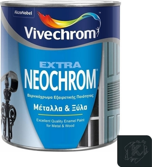 Vivechrom Βερνικόχρωμα Διαλύτου Extra Neochrom 0.375lt Μαύρο Ματ