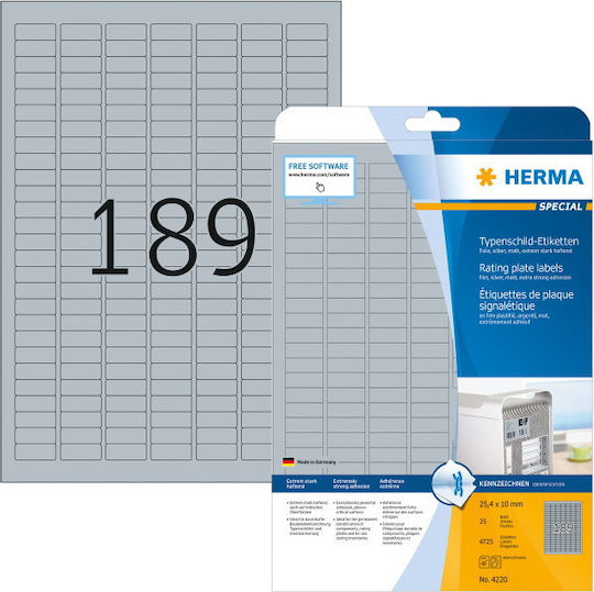 Herma 4725 Αυτοκόλλητες Ετικέτες Α4 Ορθογώνιες 25x10mm
