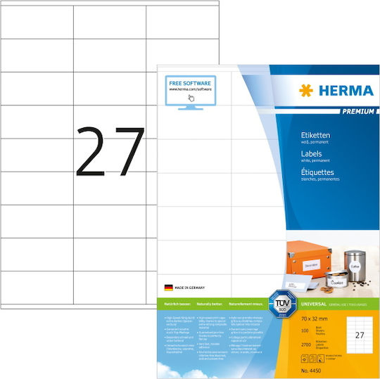 Herma 2700 Self-Adhesive Rectangular A4 Labels 70x32mm